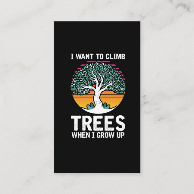 Funny Tree Climber Kid Arborist Future Job Business Card (Front)