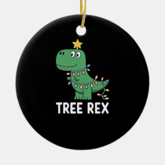 Funny Tree Rex Christmas Dinosaur Holiday Pun Ceramic Ornament