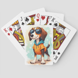 Funny Treeing Walker Coonhound Kawaii Dog Poker Cards