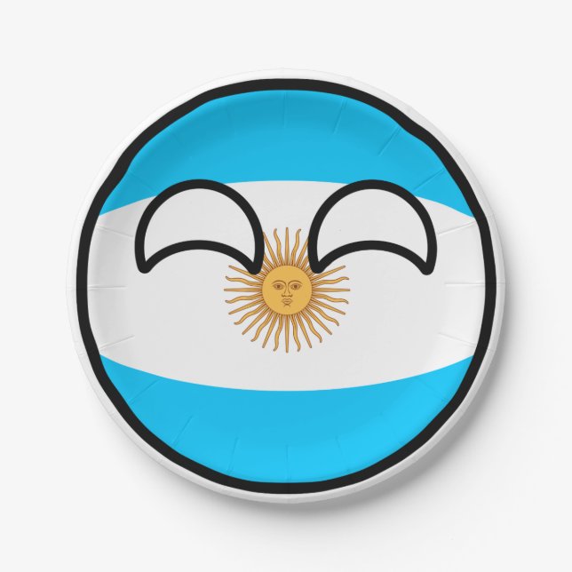 Funny Trending Geeky Argentina Countryball Paper Plates (Front)