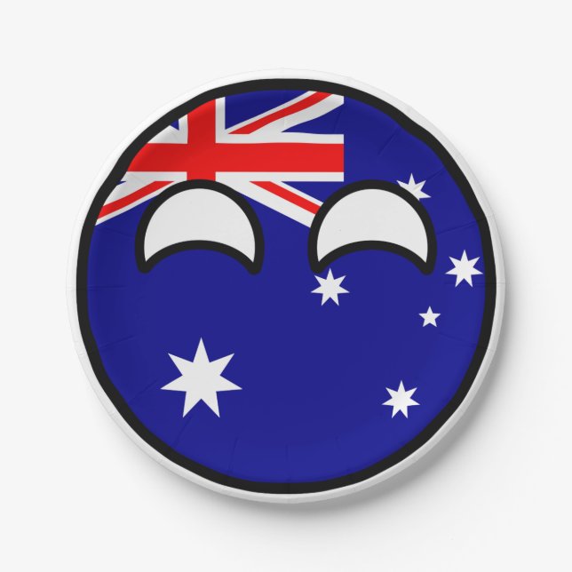 Funny Trending Geeky Australia Countryball Paper Plates (Front)