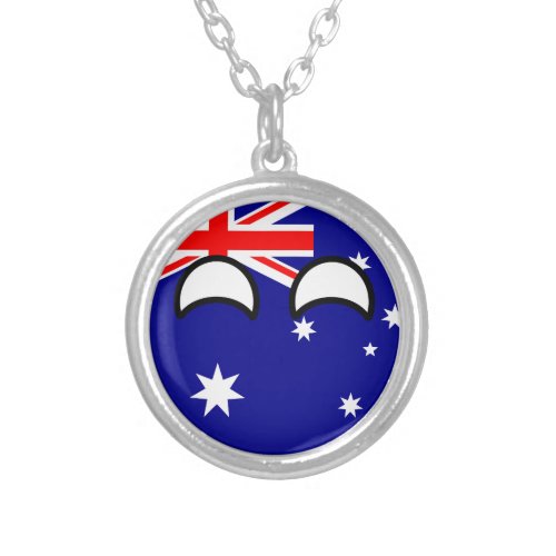 Funny Trending Geeky Australia Countryball Silver Plated Necklace