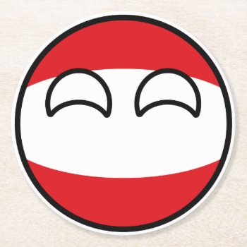 Funny Trending Geeky Austria Countryball Round Paper Coaster by Countryballs_Store at Zazzle