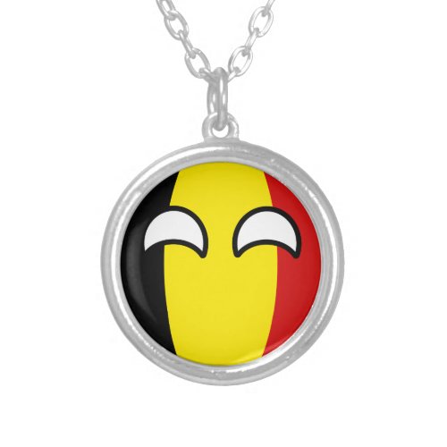 Funny Trending Geeky Belgium Countryball Silver Plated Necklace