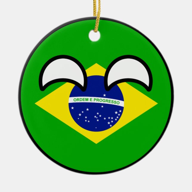 Funny Trending Geeky Brazil Countryball Ceramic Ornament (Front)