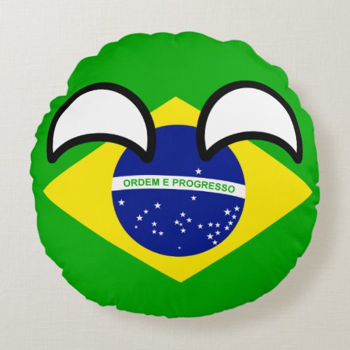 Funny Trending Geeky Brazil Countryball Round Pillow