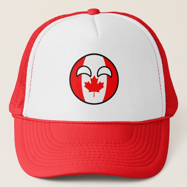 Funny Trending Geeky Canada Countryball Trucker Hat (Front)