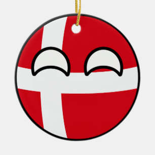 Funny Trending Geeky Denmark Countryball Ceramic Ornament