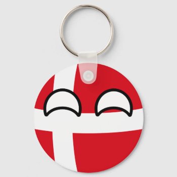 Funny Trending Geeky Denmark Countryball Keychain by Countryballs_Store at Zazzle