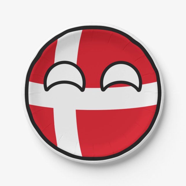 Funny Trending Geeky Denmark Countryball Paper Plates (Front)