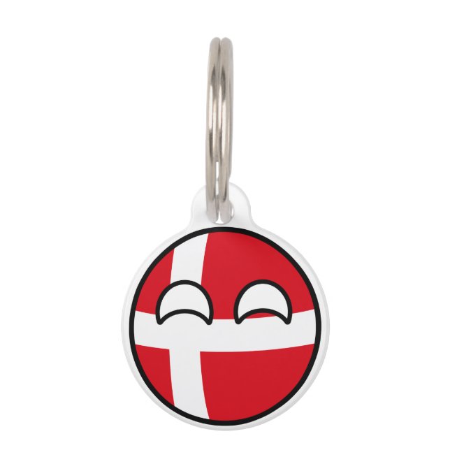 Funny Trending Geeky Denmark Countryball Pet Name Tag (Front)