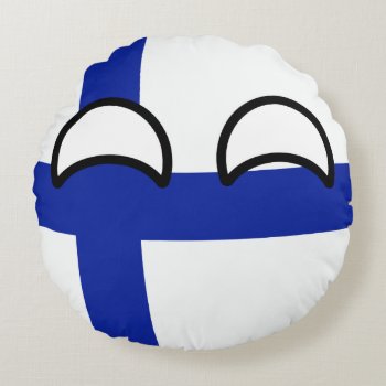 Funny Trending Geeky Finland Countryball Round Pillow by Countryballs_Store at Zazzle