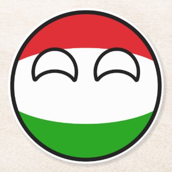 Funny Trending Geeky Hungary Countryball Round Paper Coaster by Countryballs_Store at Zazzle