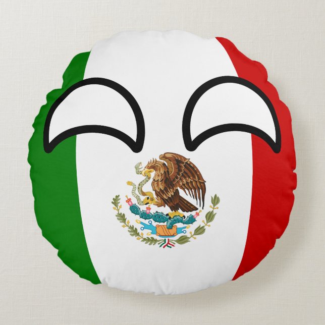 Funny Trending Geeky Mexico Countryball Round Pillow (Front)