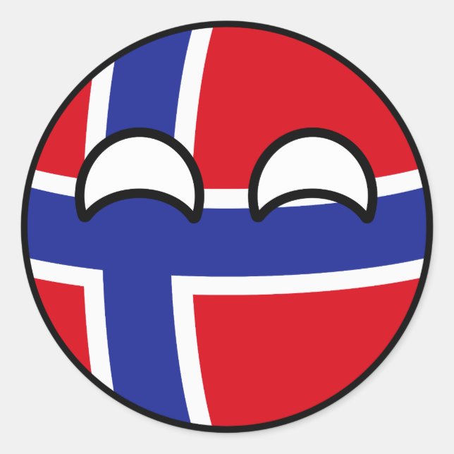 Funny Trending Geeky Norway Countryball Classic Round Sticker (Front)