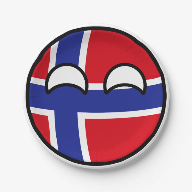 Funny Trending Geeky Norway Countryball Paper Plates (Front)