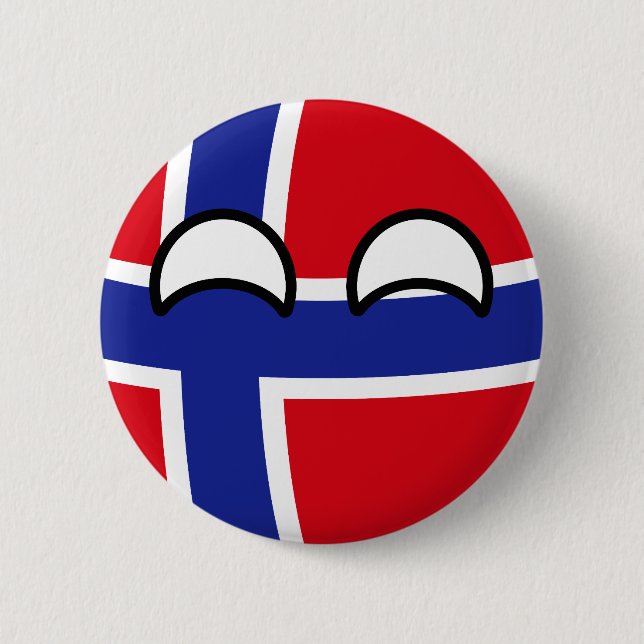 Funny Trending Geeky Norway Countryball Pinback Button (Front)