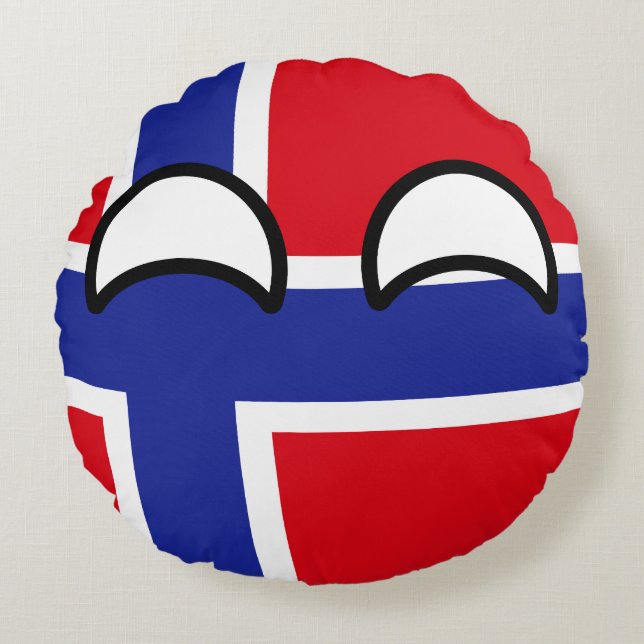 Funny Trending Geeky Norway Countryball Round Pillow (Front)