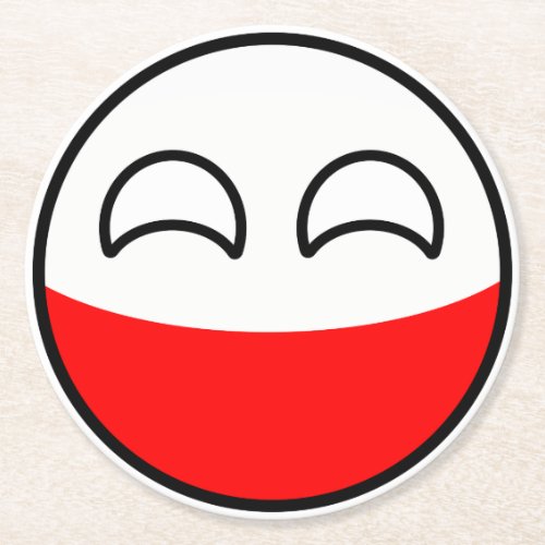 Funny Trending Geeky Poland Countryball Round Paper Coaster
