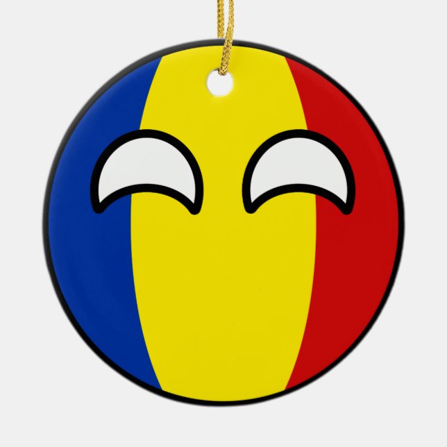 Funny Trending Geeky Romania Countryball Ceramic Ornament (Front)