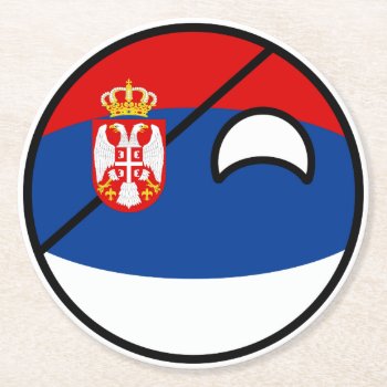 Funny Trending Geeky Serbia Countryball Round Paper Coaster by Countryballs_Store at Zazzle