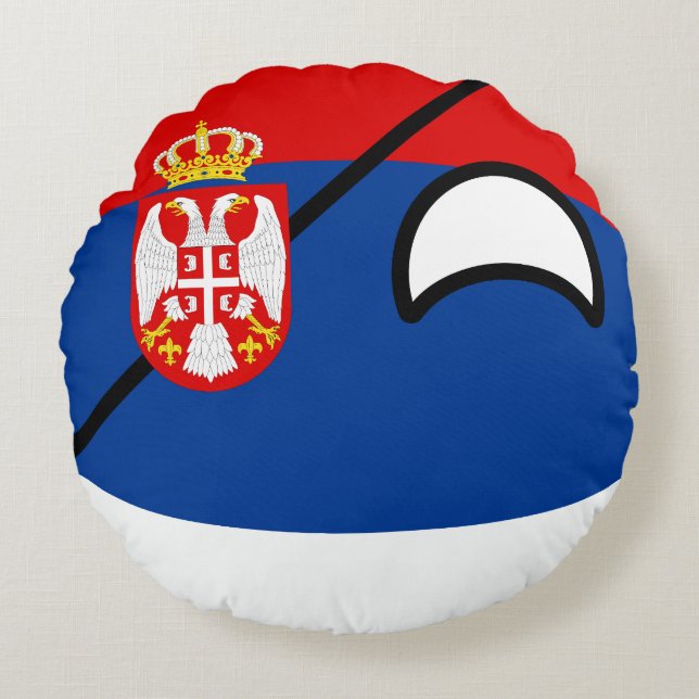 Funny Trending Geeky Serbia Countryball Round Pillow (Front)