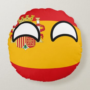 Funny Trending Geeky Spain Countryball Round Pillow by Countryballs_Store at Zazzle