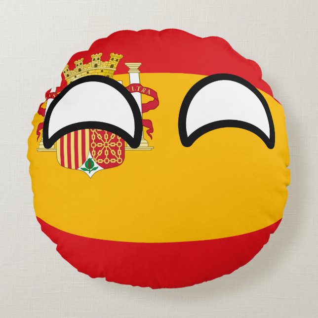 Funny Trending Geeky Spain Countryball Round Pillow (Front)