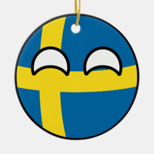 Funny Trending Geeky Sweden Countryball Ceramic Ornament