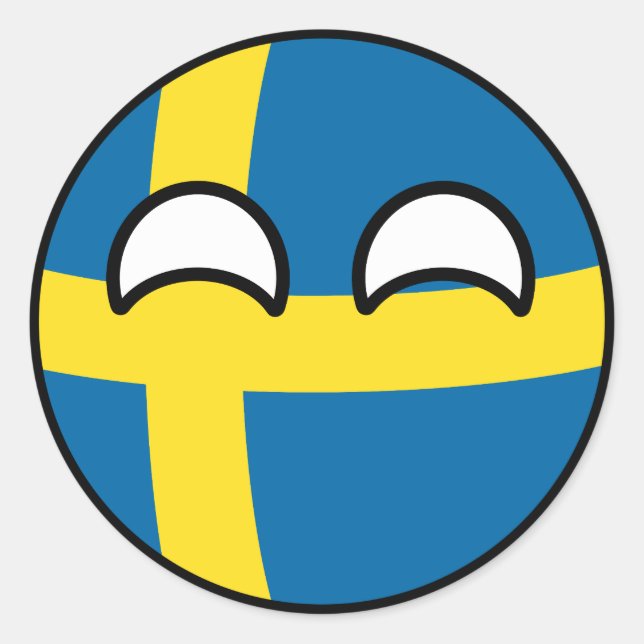 Funny Trending Geeky Sweden Countryball Classic Round Sticker (Front)