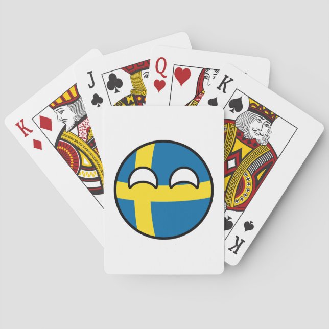 Funny Trending Geeky Sweden Countryball Poker Cards (Back)