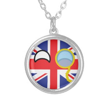 Funny Trending Geeky United Kingdom Countryball Silver Plated Necklace by Countryballs_Store at Zazzle