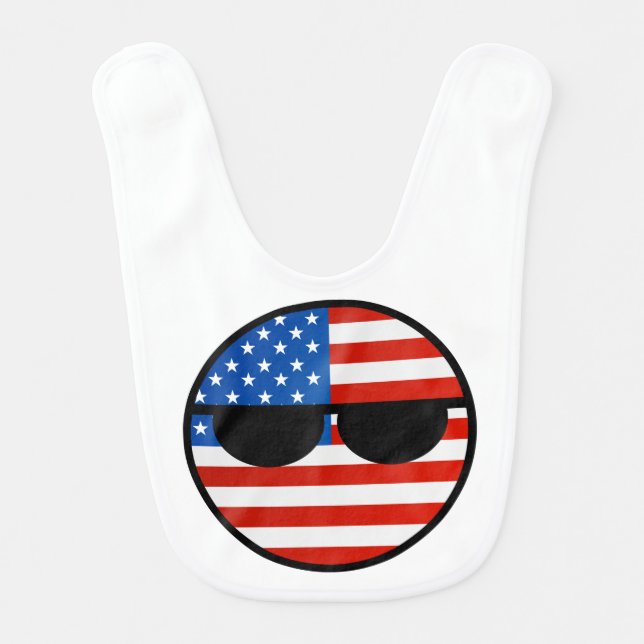Funny Trending Geeky USA Countryball Bib (Front)