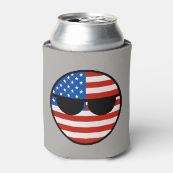 Funny Trending Geeky Usa Countryball Can Cooler by Countryballs_Store at Zazzle