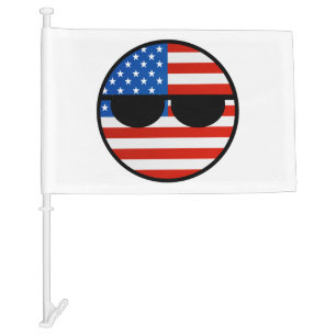 Funny Trending Geeky USA Countryball Car Flag