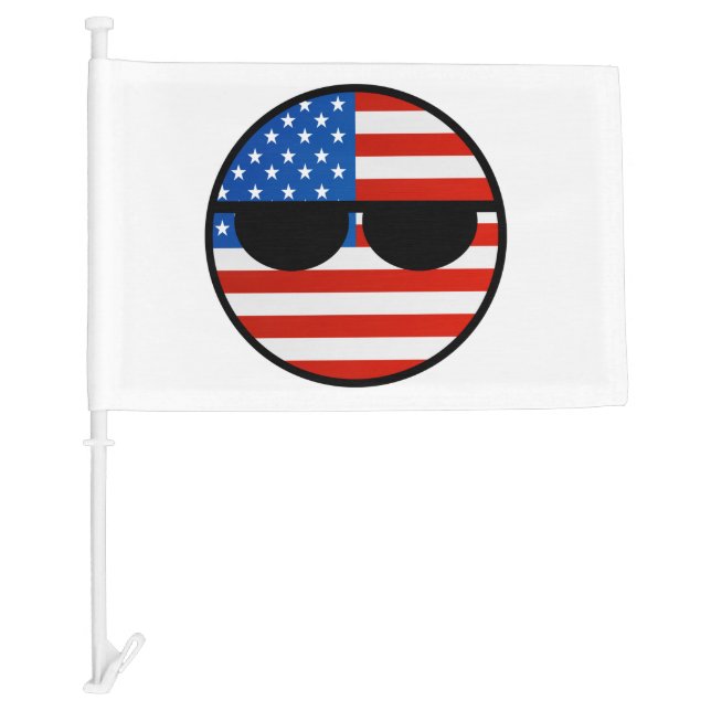 Funny Trending Geeky USA Countryball Car Flag (Front)