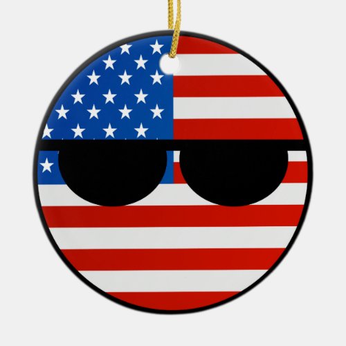 Funny Trending Geeky USA Countryball Ceramic Ornament