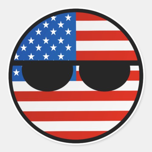 Funny Trending Geeky USA Countryball Classic Round Sticker