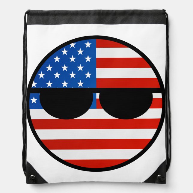 Funny Trending Geeky USA Countryball Drawstring Bag (Front)