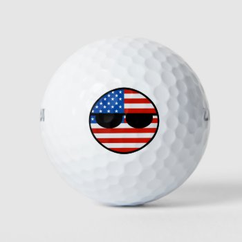 Funny Trending Geeky Usa Countryball Golf Balls by Countryballs_Store at Zazzle