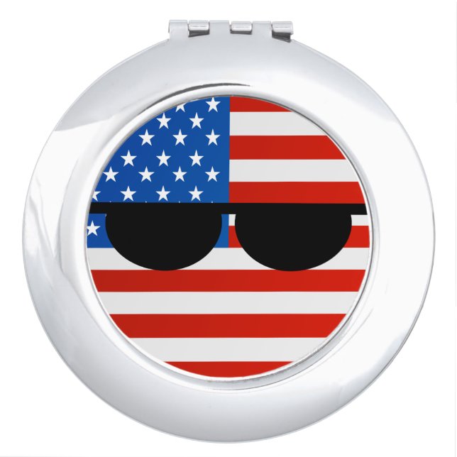 Funny Trending Geeky USA Countryball Mirror For Makeup (Front)