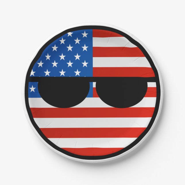 Funny Trending Geeky USA Countryball Paper Plates (Front)