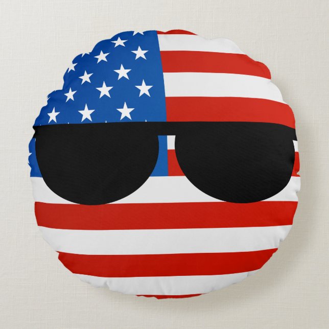 Funny Trending Geeky USA Countryball Round Pillow (Front)