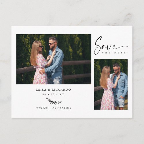 Funny Trendy Branches Wedding Save Date Two Photos Postcard
