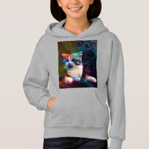 FUNNY TRENDY COLORFUL CAT ART HOODIE