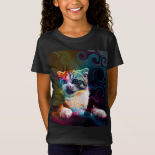 FUNNY TRENDY COLORFUL CAT ART T-Shirt