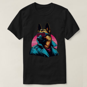 Funny trendy german shepherd cyber retro portrait T-Shirt