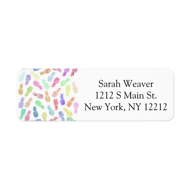 Funny Trendy Hipster Watercolor Pineapples Label (Front)