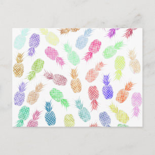 Funny Trendy Hipster Watercolor Pineapples Postcard