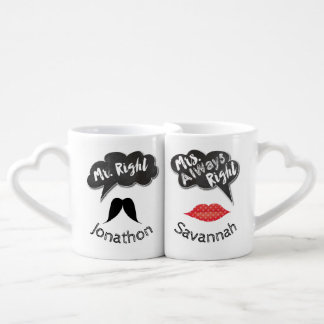 Funny Trendy Mrs Always Right Mr. Right Sweetheart Coffee Mug Set